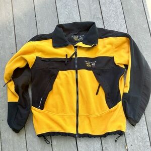 Mountain Hardwear Jacket Mens Large Fleece Windstopper Yellow Black Gorecore